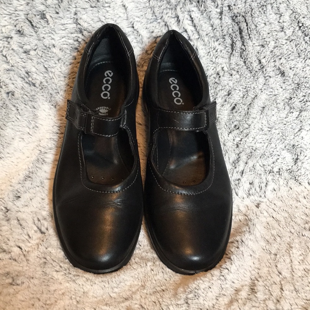 Black leather ECCO mules